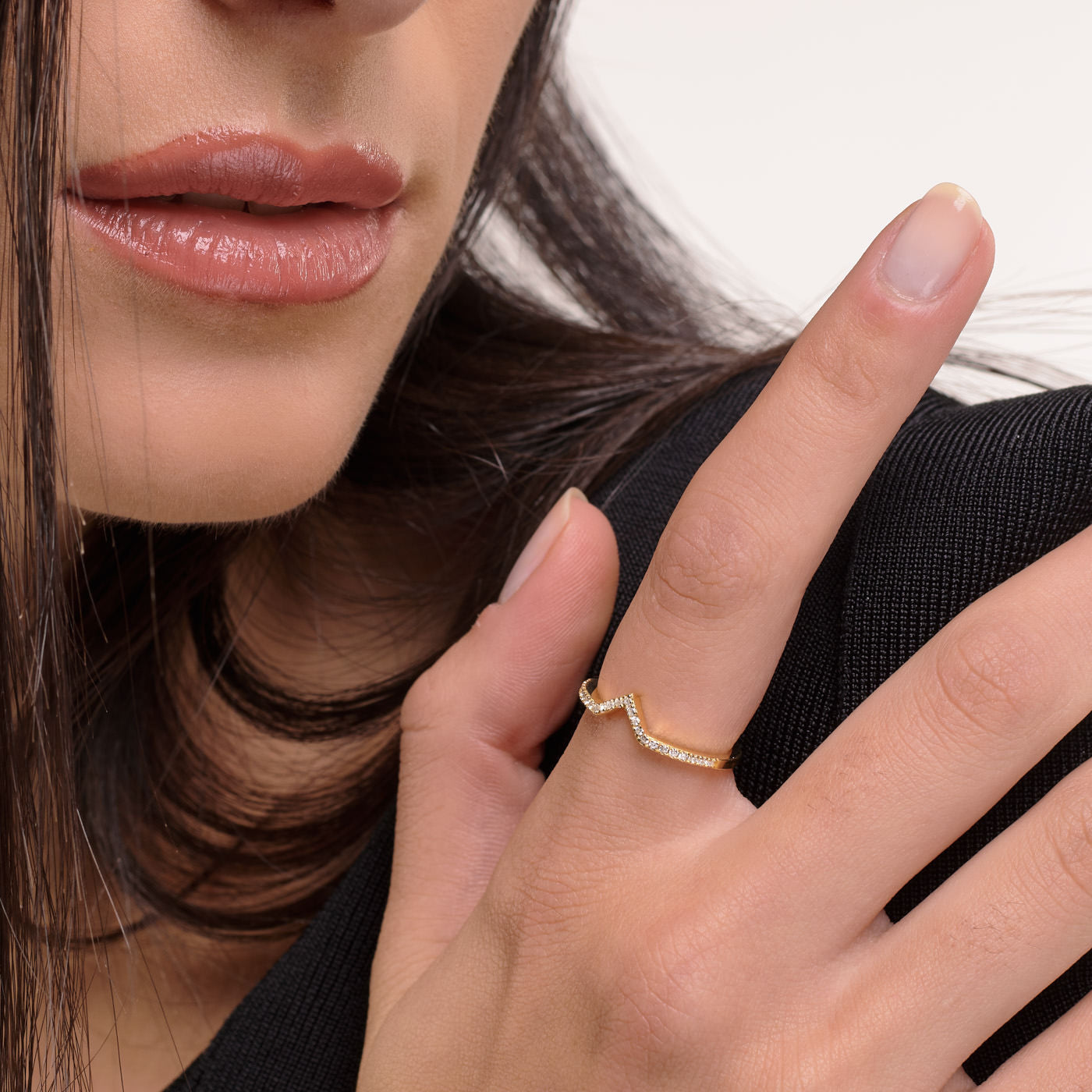 Anello Goccia D'Acqua Con Zirconi - Anello Donna Argento 925