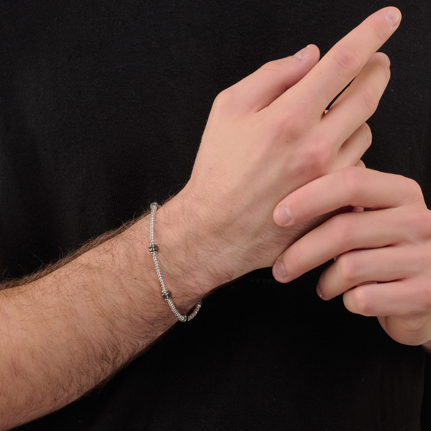 Bracciale Pepita Bulloni Rutenio - Bracciale Uomo Argento 925