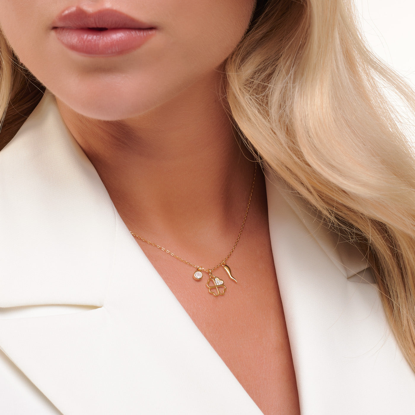 Collana Pendenti Portafortuna - Collanina Donna Oro Placcato 18K