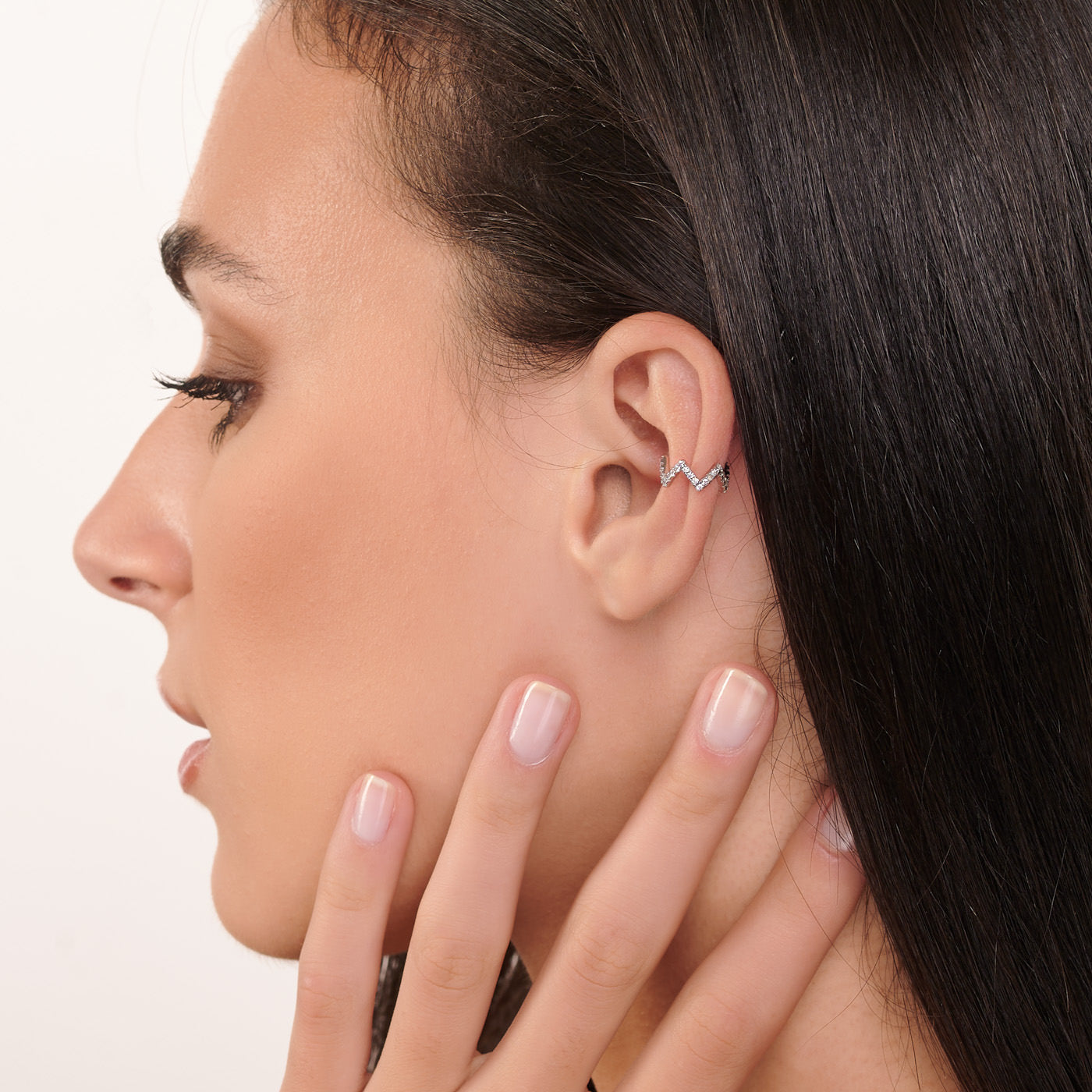 Ear Cuff Zig Zag con Zirconi - Ear Cuff Donna Oro Placcato 18K