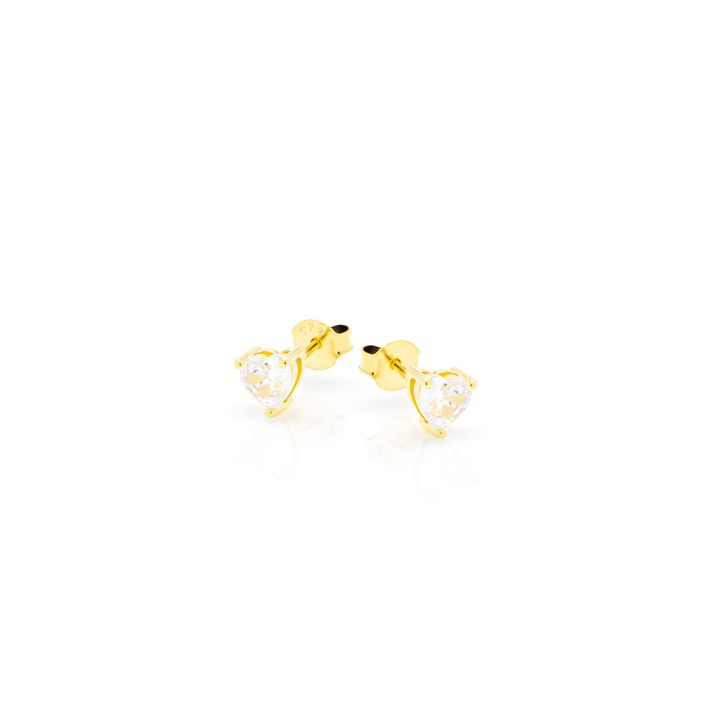 Orecchini A Lobo 4mm Zircone Bianco Cuore Daisy - Orecchini Donna Oro Placcato 18K