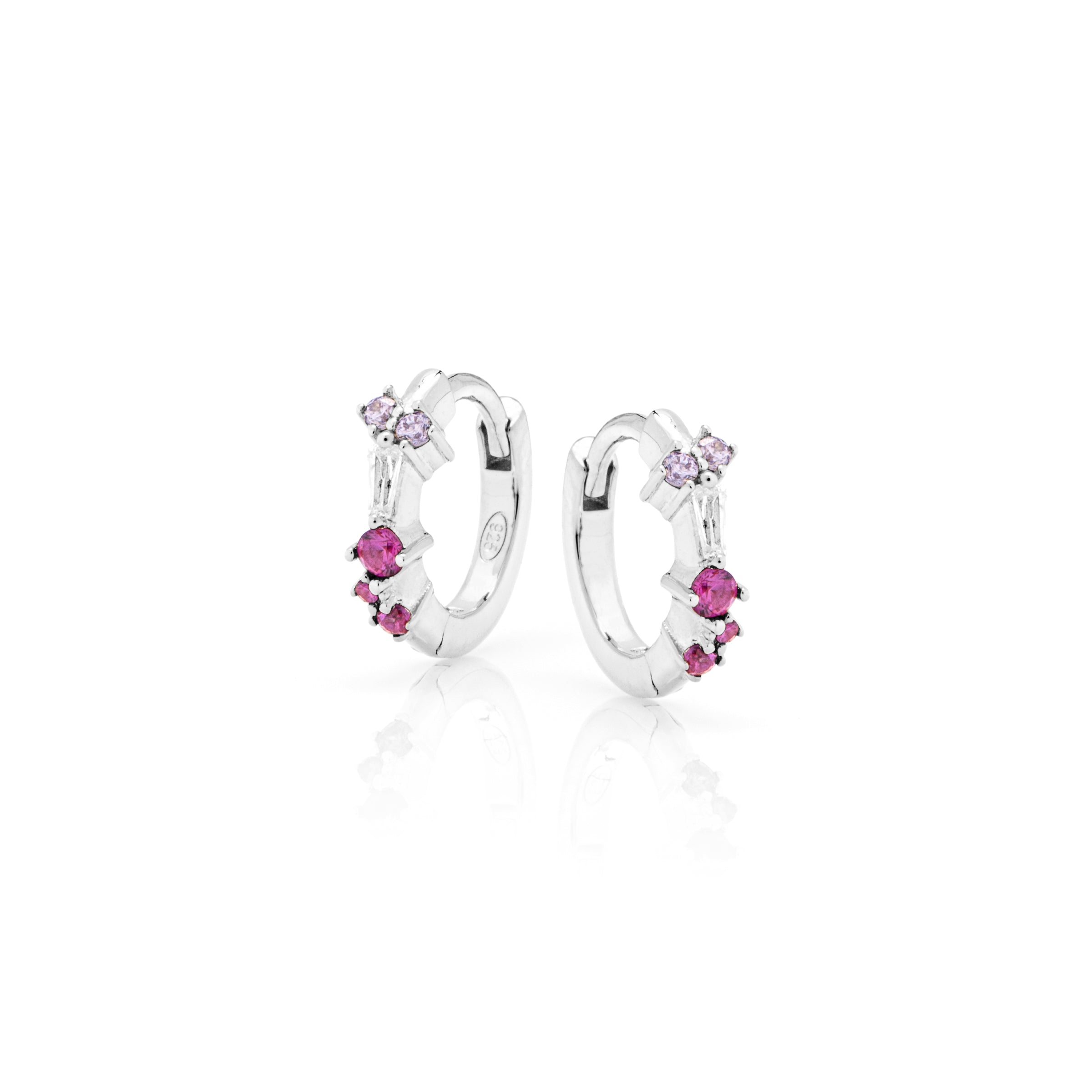Orecchini Mini Huggie Hoop Zirconi Multicolor - Orecchini Donna Argento