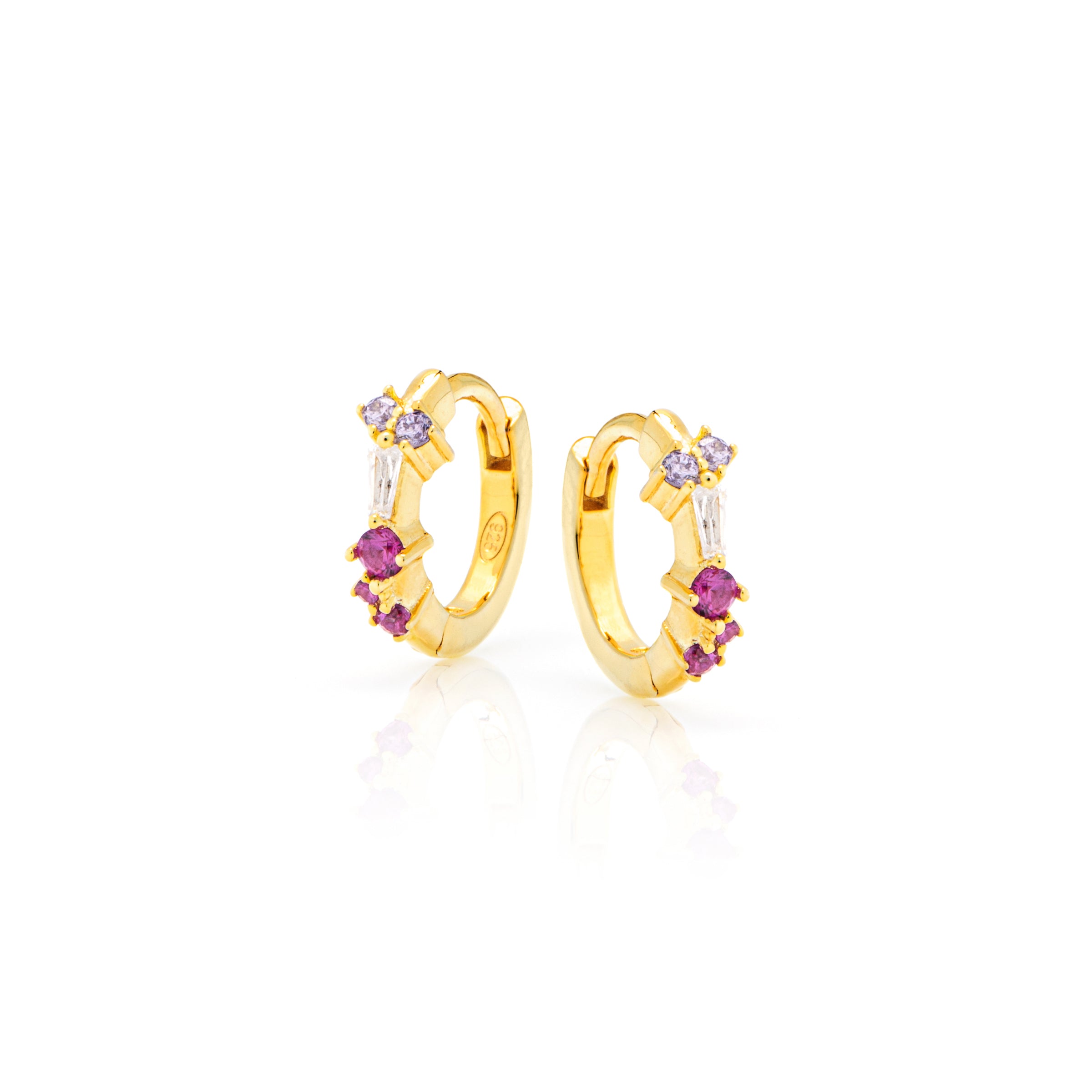 Orecchini Mini Huggie Hoop Zirconi Multicolor - Orecchini Donna Oro Placcato 18K