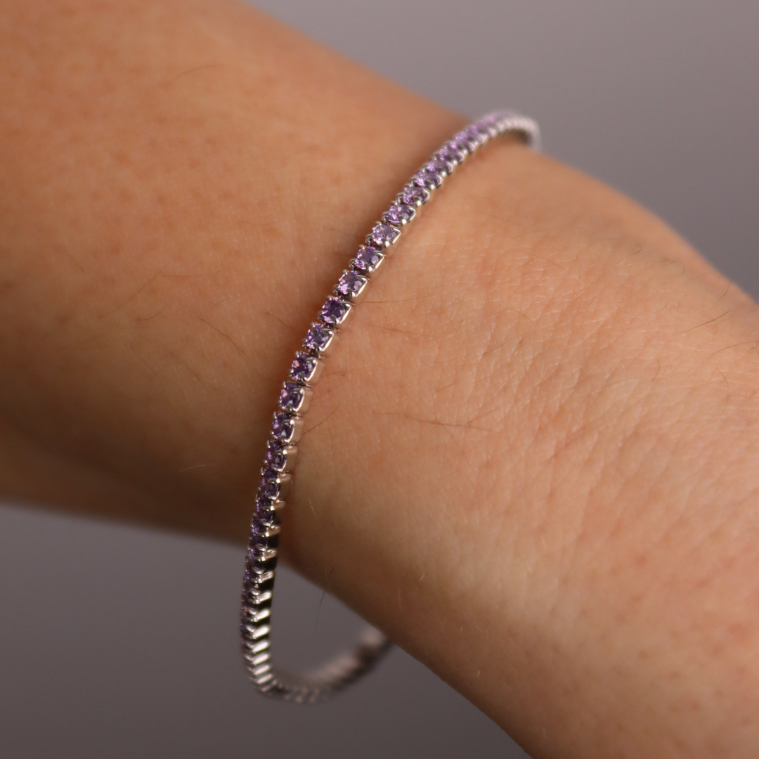 Braccialetto Tennis Ametista Elide - Bracciale Donna Argento 925