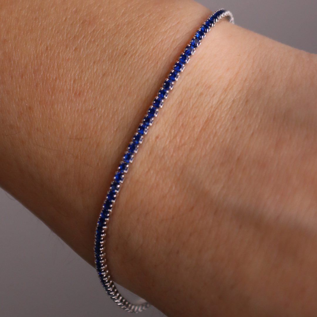 Braccialetto Tennis Zaffiro Elide - Bracciale Donna Argento 925