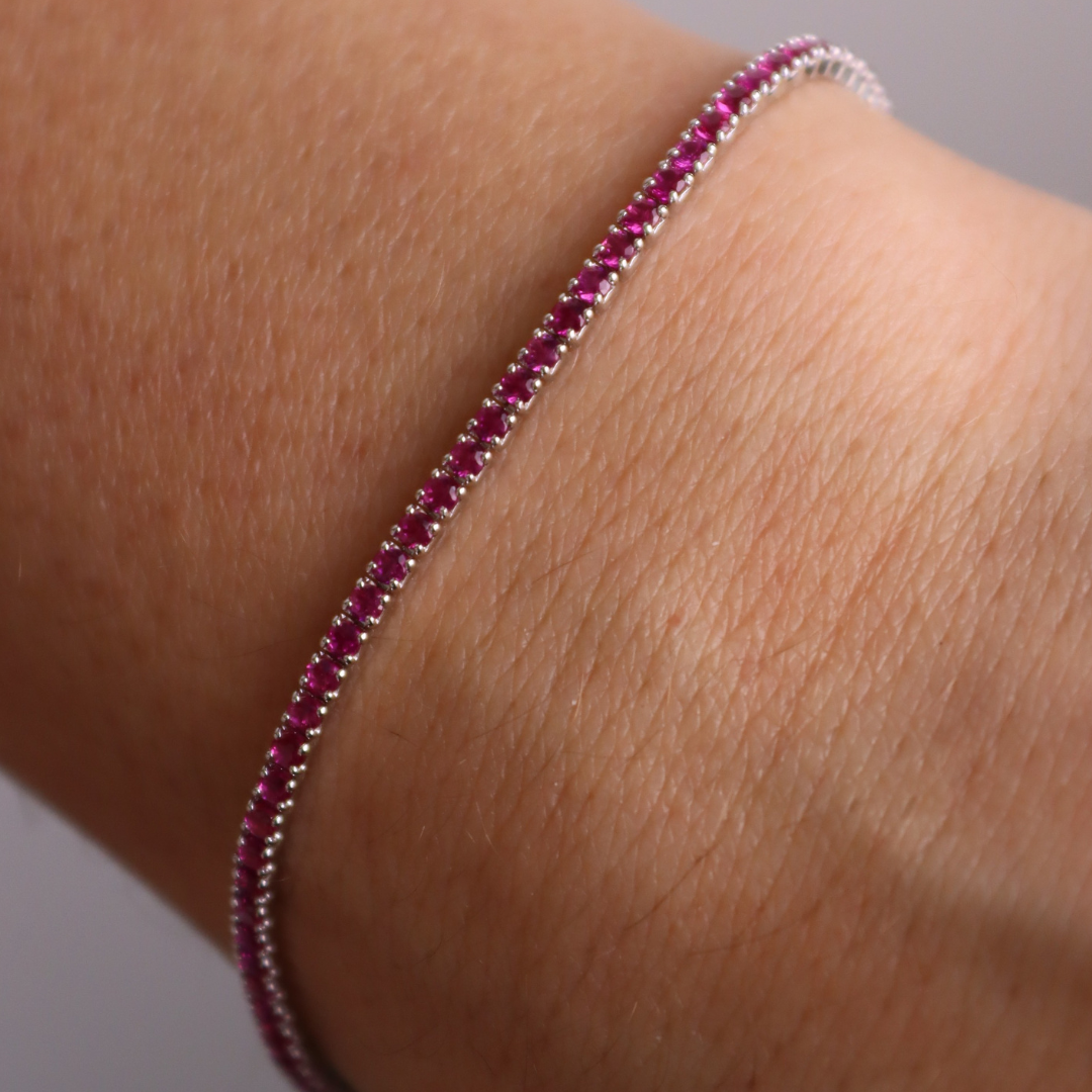 Braccialetto Tennis Fucsia Elide - Bracciale Donna Argento 925