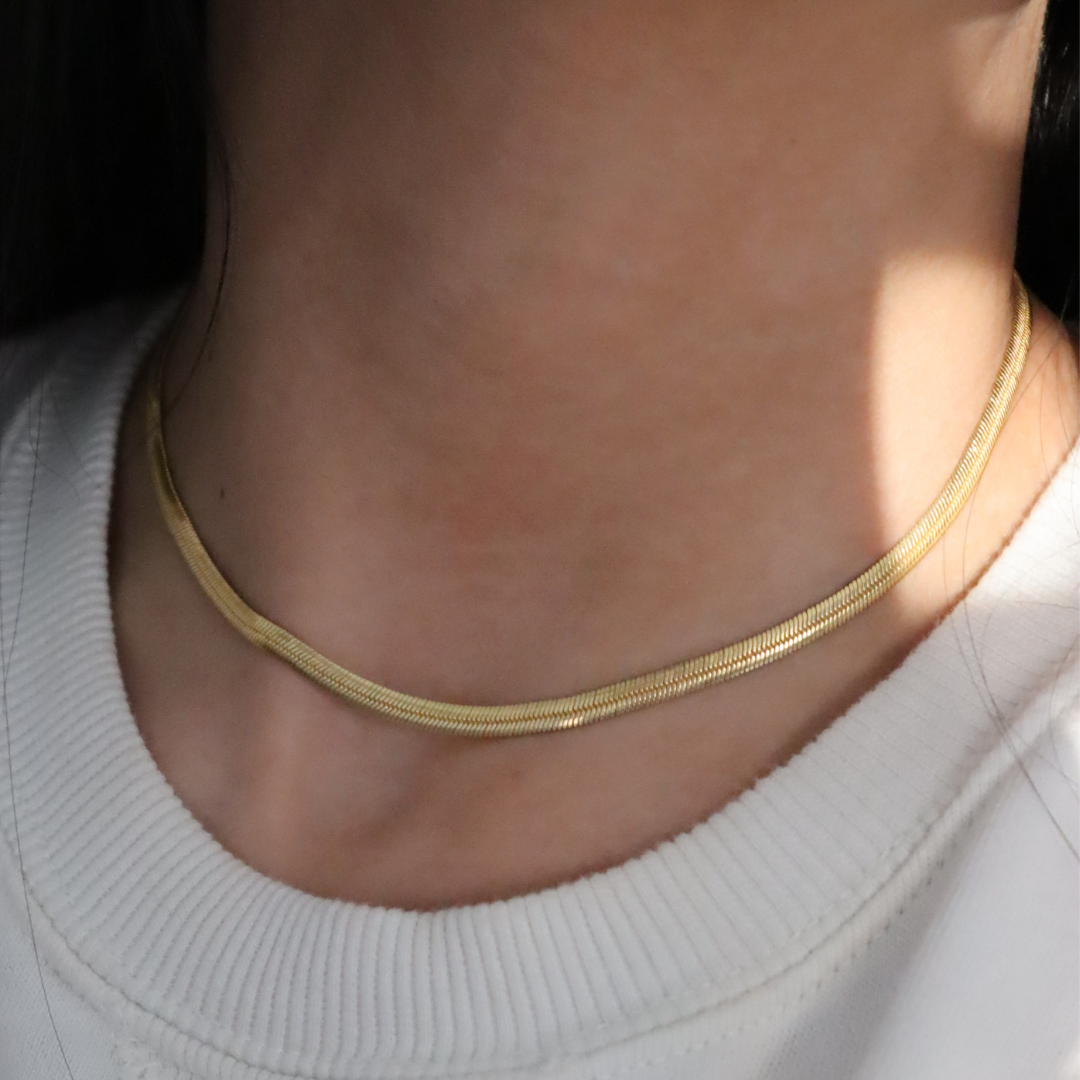 Collana Snake Piattina Grande Mara - Collana Unisex Oro Placcato 18K