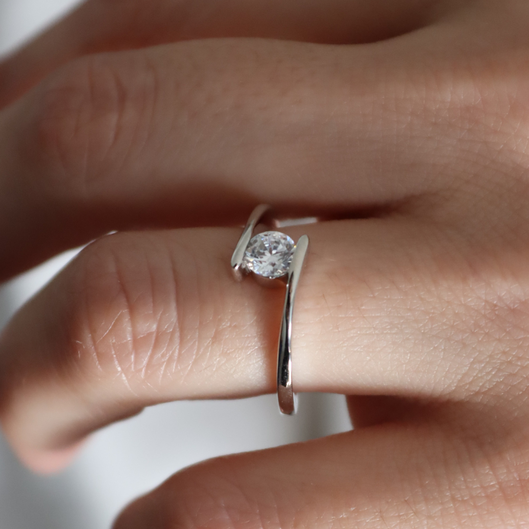 Anello Solitario Contrariè Ida - Anello Donna Argento 925