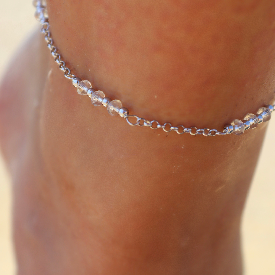 Cavigliera Tre Cristalli Bianchi - Cavigliera Donna Argento 925