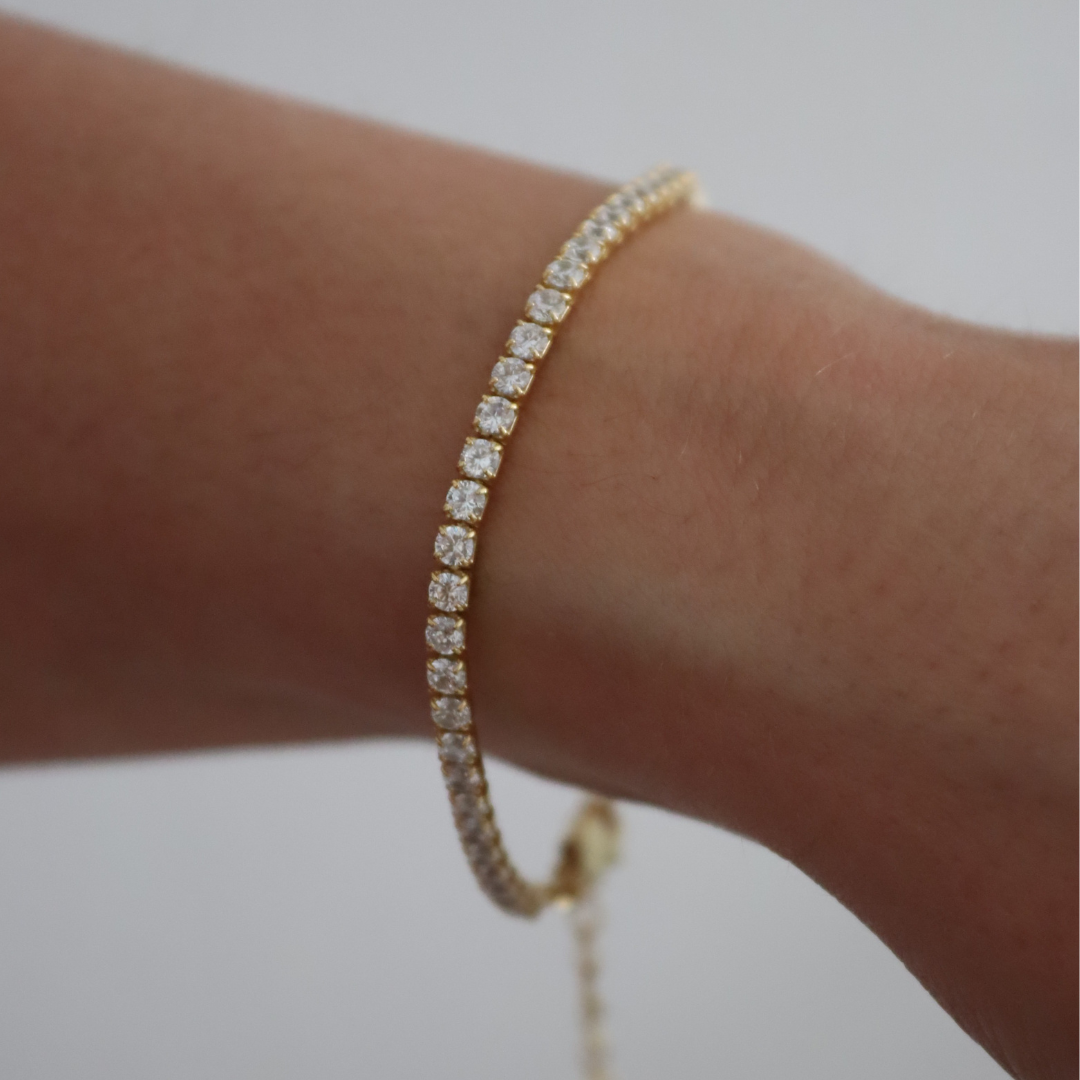 Braccialetto Tennis 1,75 mm Gaia - Bracciale Donna Placcato Oro E Zirconi Bianchi