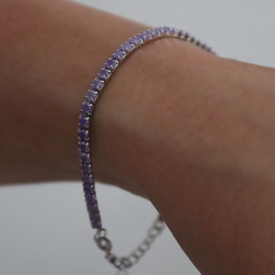 Braccialetto Tennis 1,75mm Gaia - Bracciale Donna Argento e Zirconi Ametista