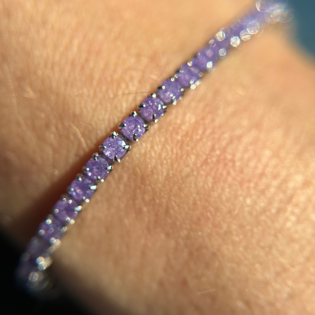 Braccialetto Tennis 1,75mm Gaia - Bracciale Donna Argento e Zirconi Ametista