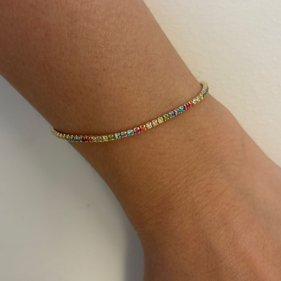 Braccialetto Tennis Multicolor Elide - Bracciale Donna Placcato Oro 18K