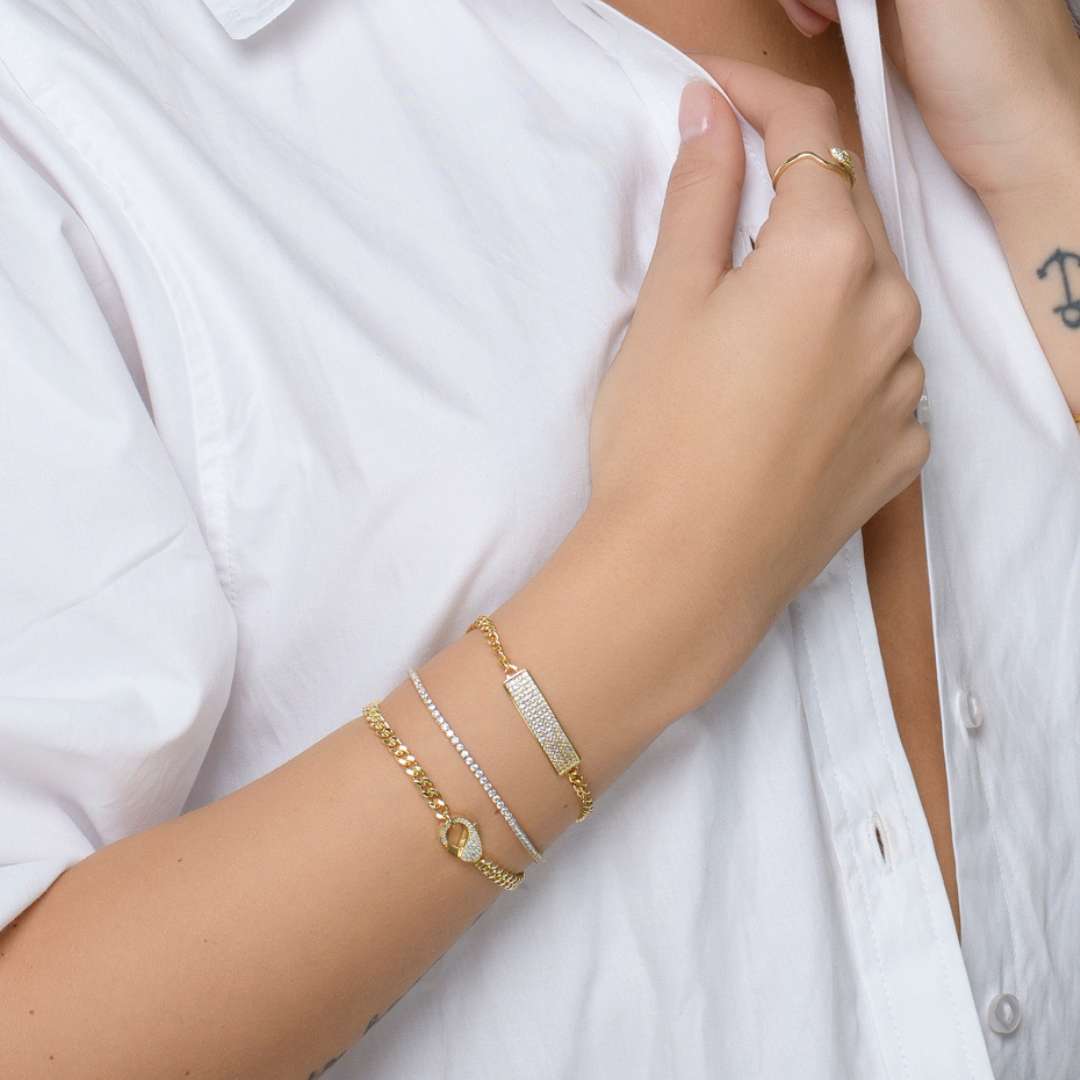 Bracciale Groumette con Moschettone Lalla - Bracciale Donna Placcato Oro Giallo