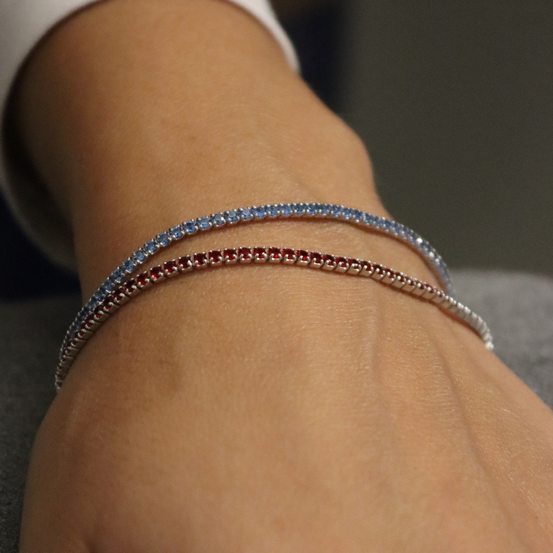 Braccialetto Tennis Rosso Elide - Bracciale Donna Argento 925