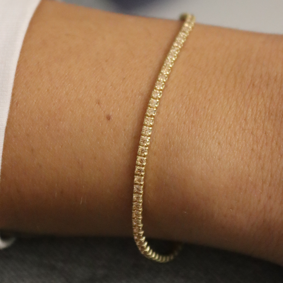 Braccialetto Tennis Elide Champagne - Bracciale Donna Placcato Oro 18K