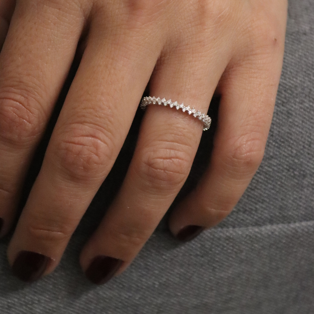 Anello regolabile Zirconi Azzurra - Anello Donna Argento 925
