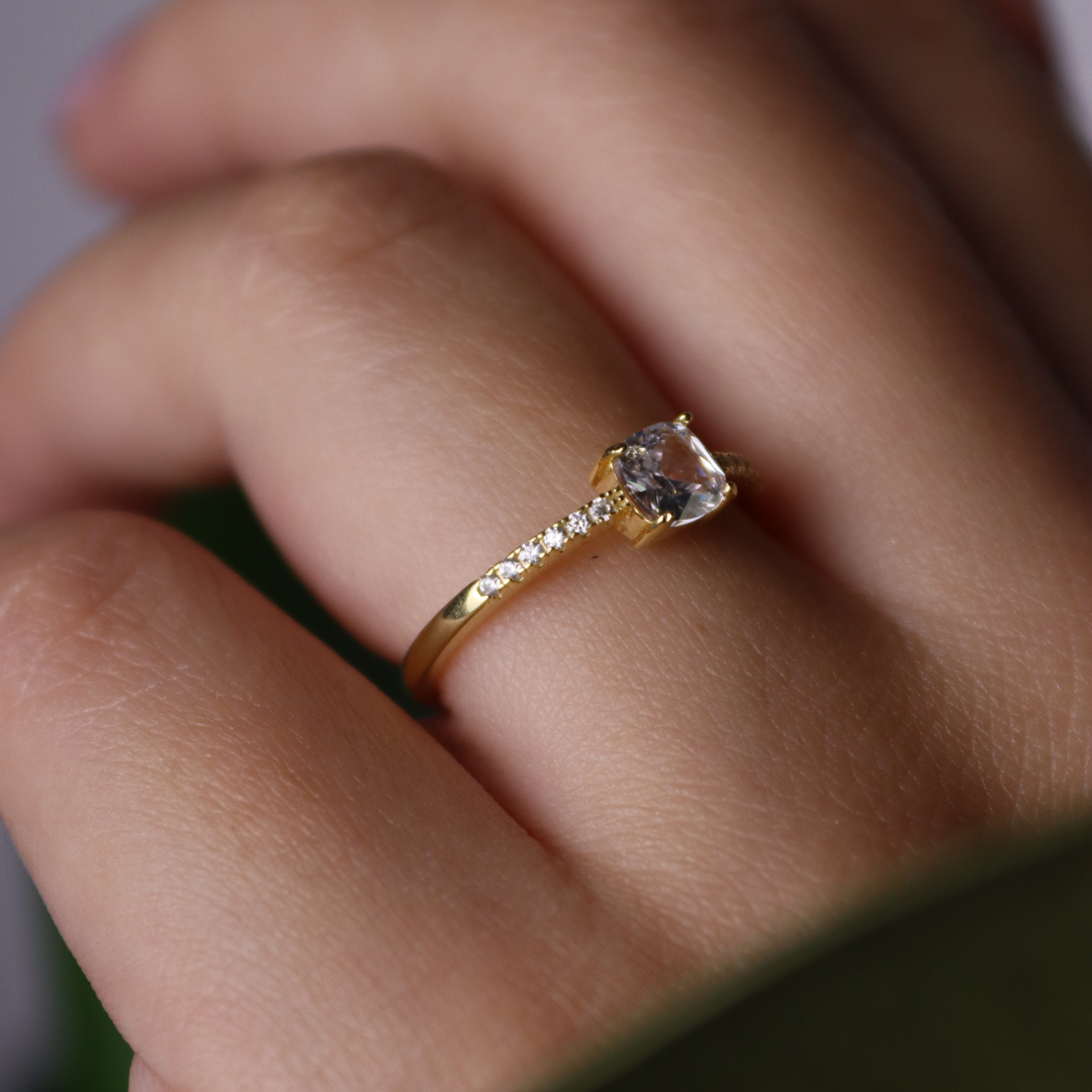 Anello Solitario Quadrato Katrina - Anello Donna Argento 925