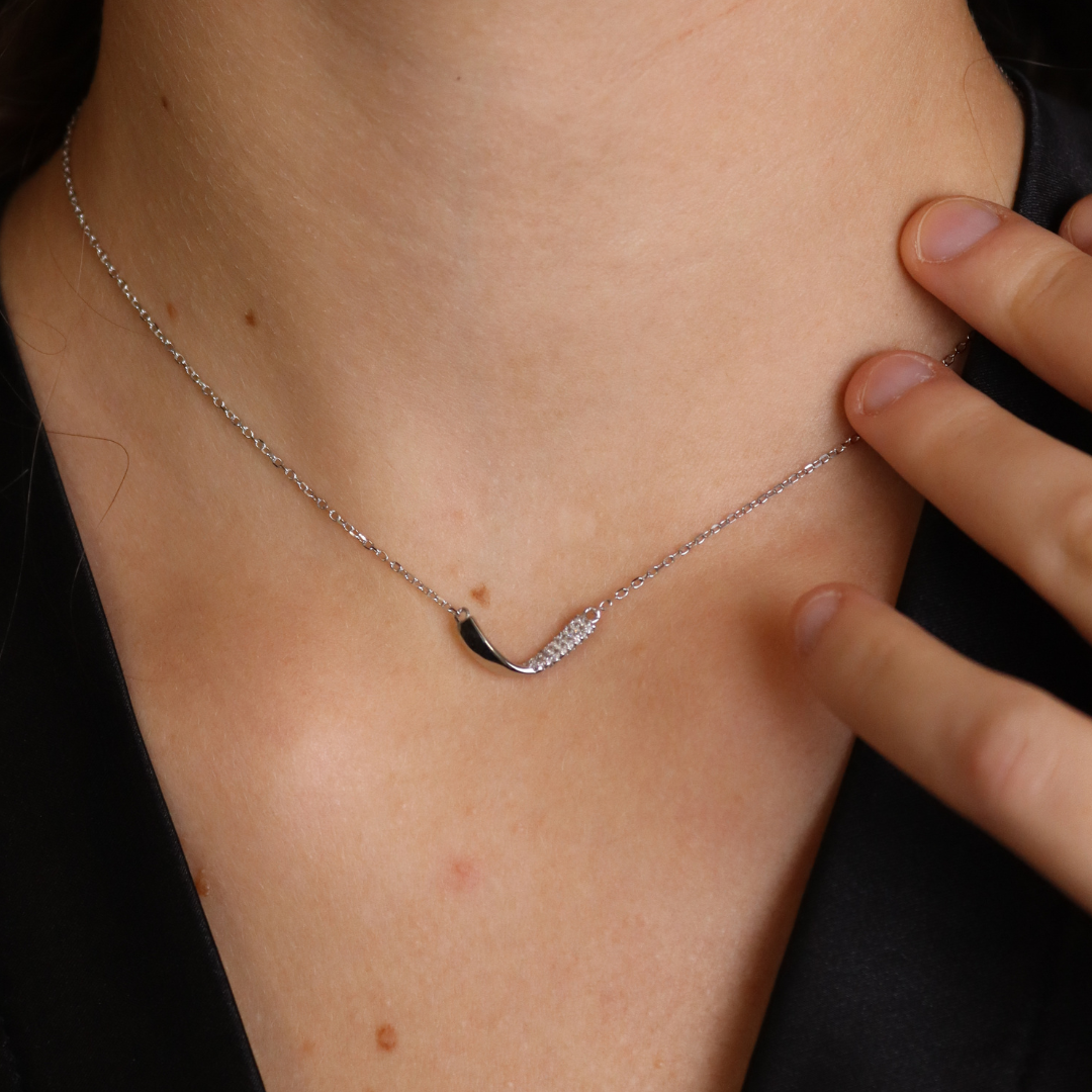 Collana Pendente V - Collana Donna Argento 925
