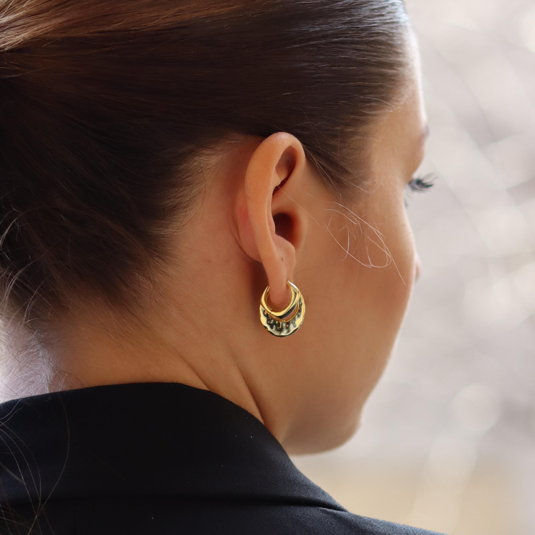 Orecchini Ovali Martellati - Orecchini Donna Argento 925