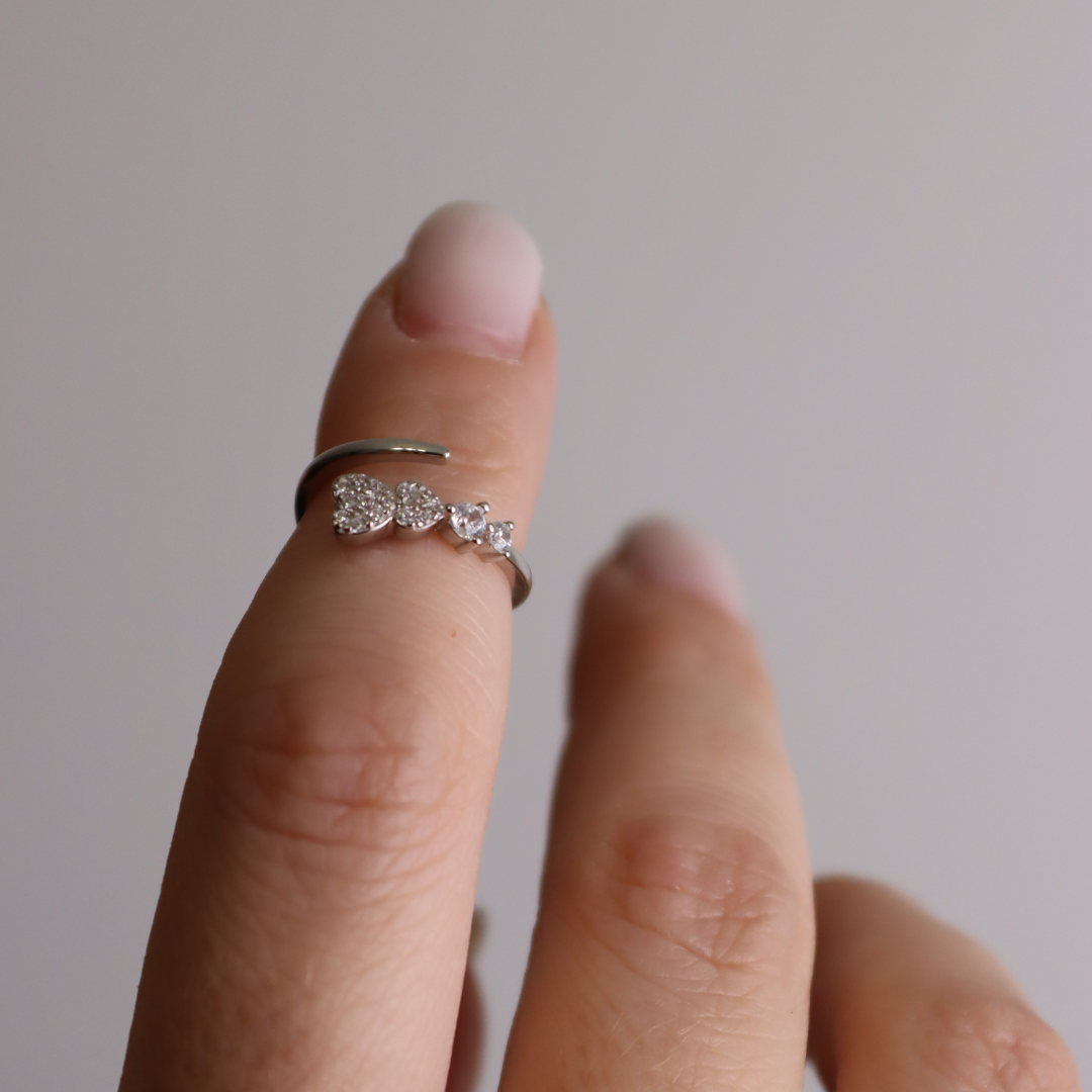 Anello Falangina Con Cuori Angie - Anello Donna Argento 925