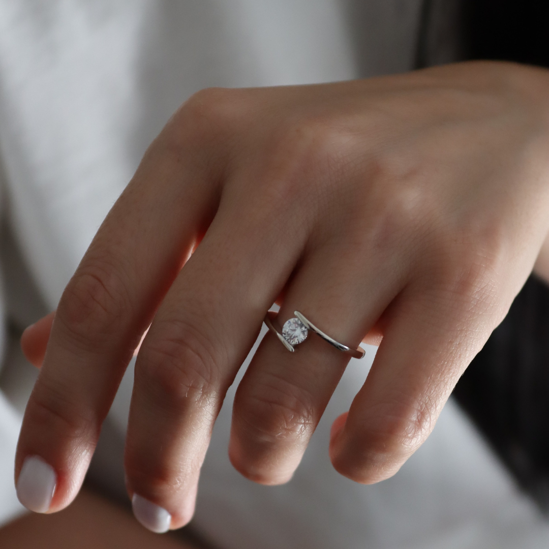 Anello Solitario Contrariè Ida - Anello Donna Argento 925
