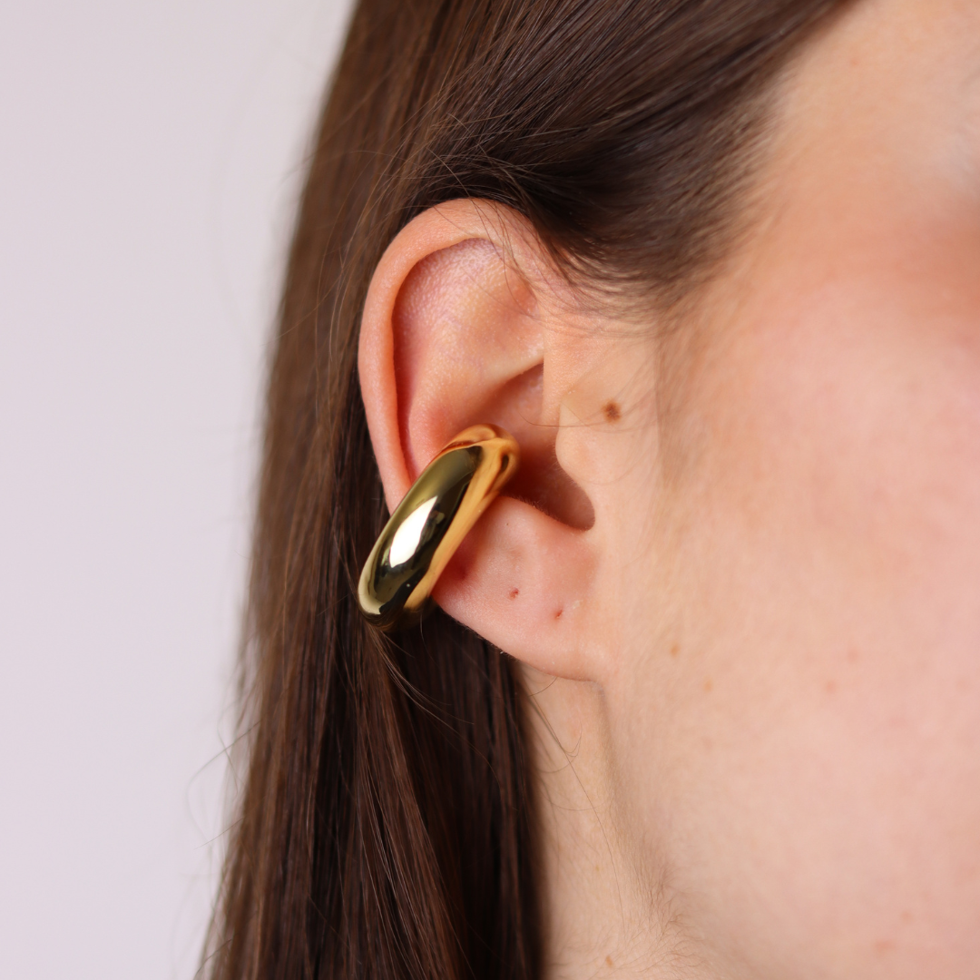 Ear Cuff Bold Maxi - Mono Orecchino Donna Argento 925 Placcato Oro 18KT