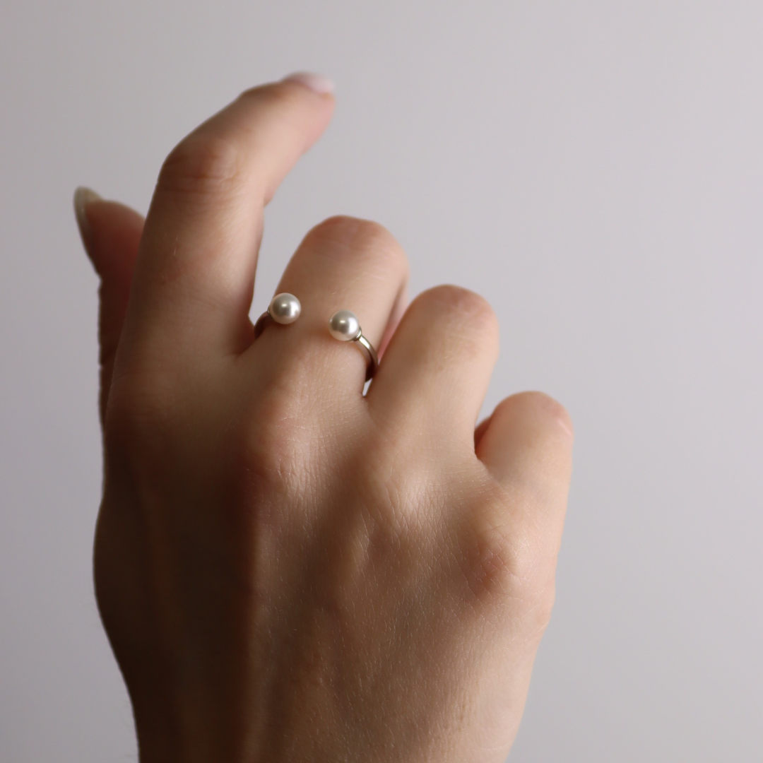 Anello Aperto Perle Karima - Anello Donna Argento 925