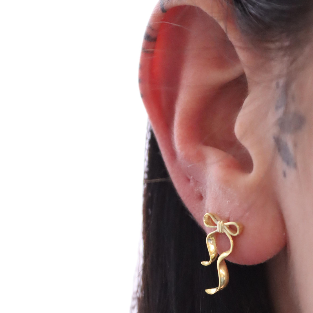 Orecchini A Lobo Fiocco Candy - Orecchini Donna Argento 925 Oro Placcato 18K