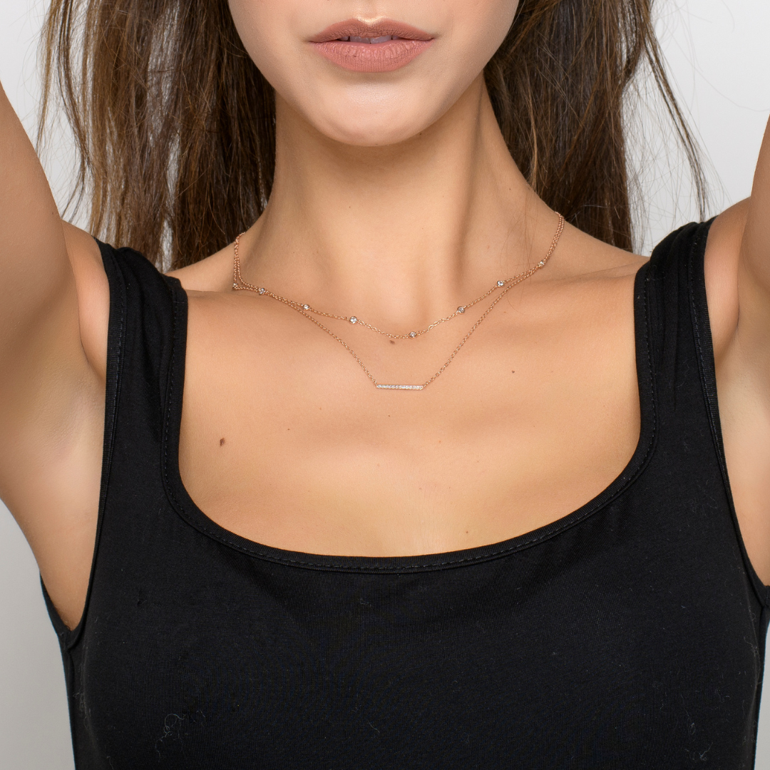 Collana A Due Fili Astrid - Collanina Donna Oro Rosa Placcato 18K