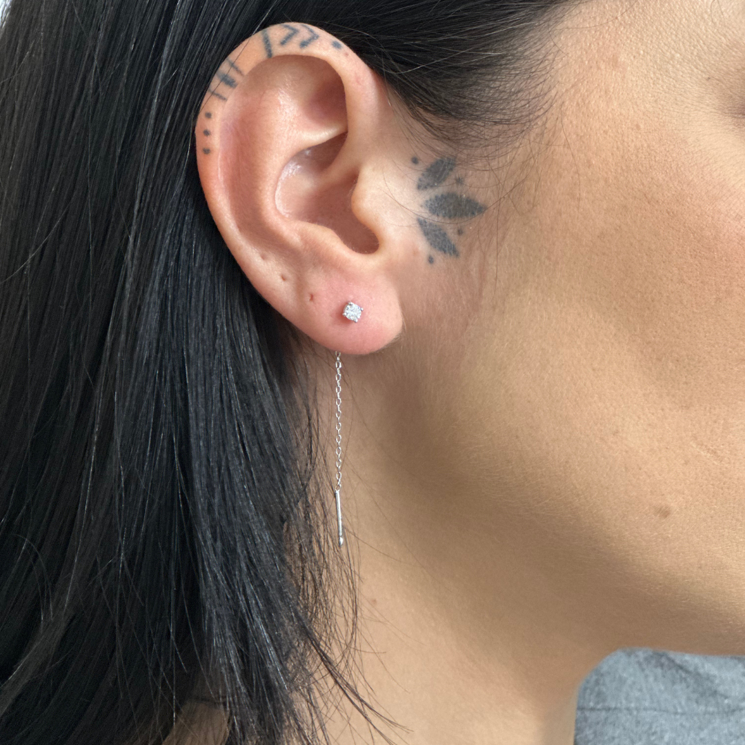 Orecchino Mono Punto Luce Bianco - Orecchino Donna Argento 925