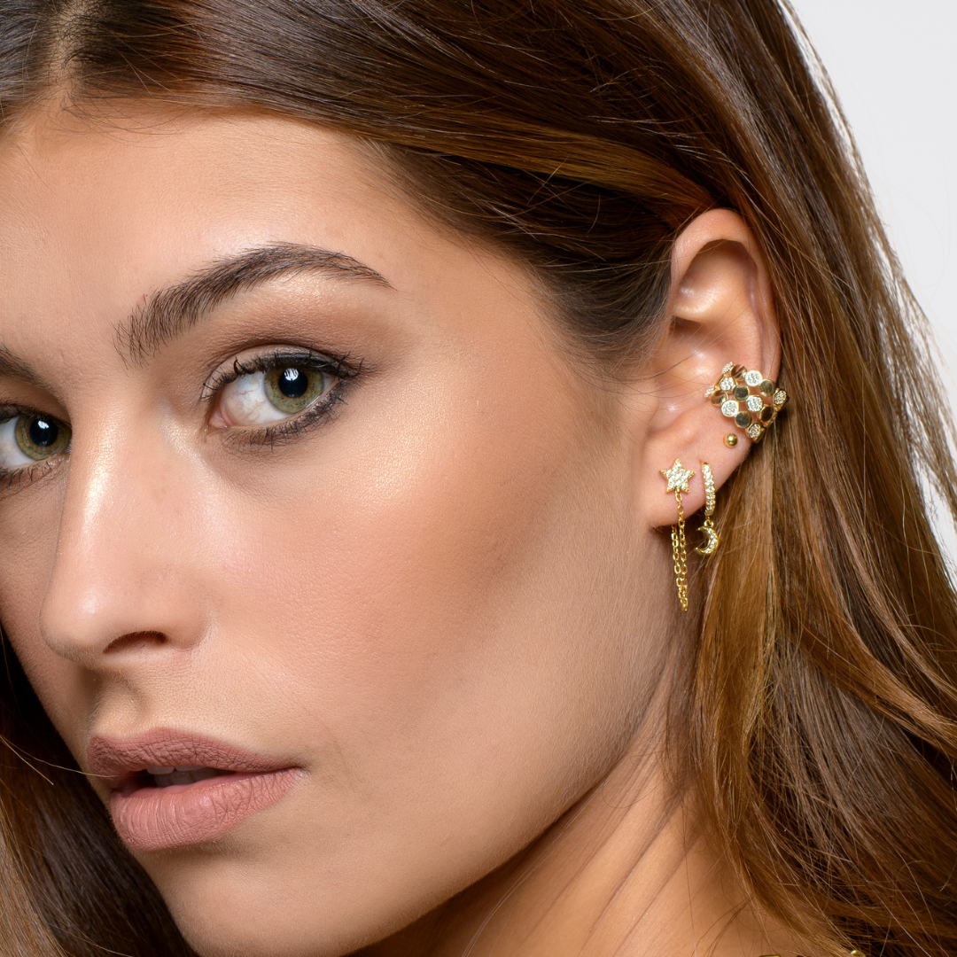 Ear Cuff Cerchi Giada - Ear Cuff Donna Oro Placcato 18K