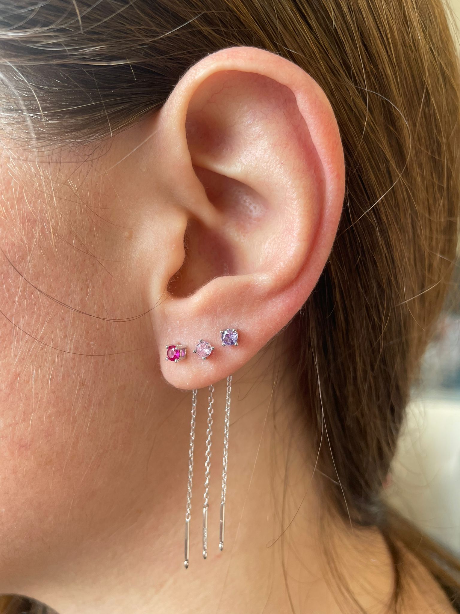 Orecchino Mono Punto Luce Magenta - Orecchino Donna Argento 925