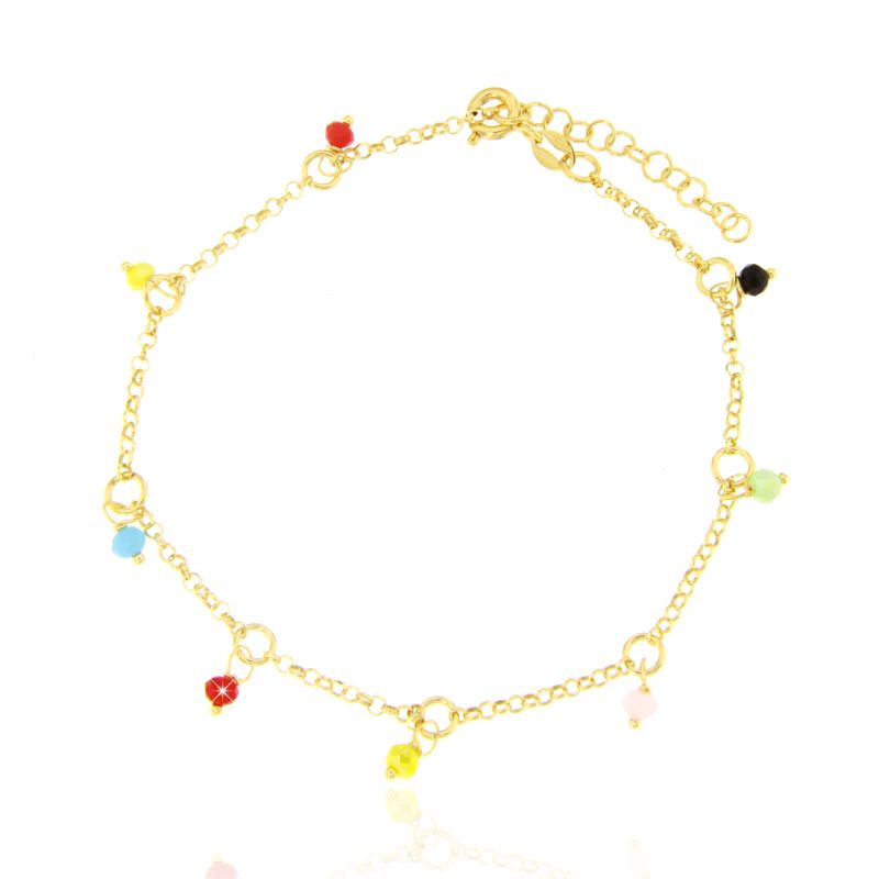 Cavigliera Cristalli Colorati - Cavigliera Donna Oro Placcato 18K