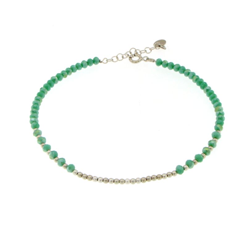 Cavigliera Pallini Oro E Cristalli Verde Acqua Beatrice - Cavigliera Donna Argento 925