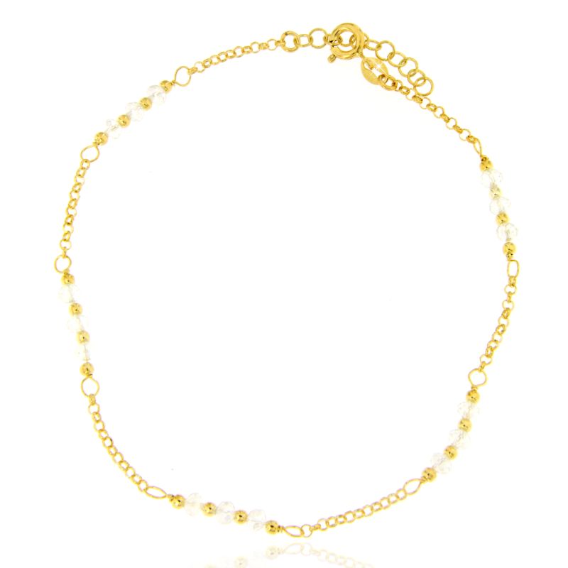 Cavigliera Tre Cristalli Bianchi - Cavigliera Donna Oro Placcato 18K