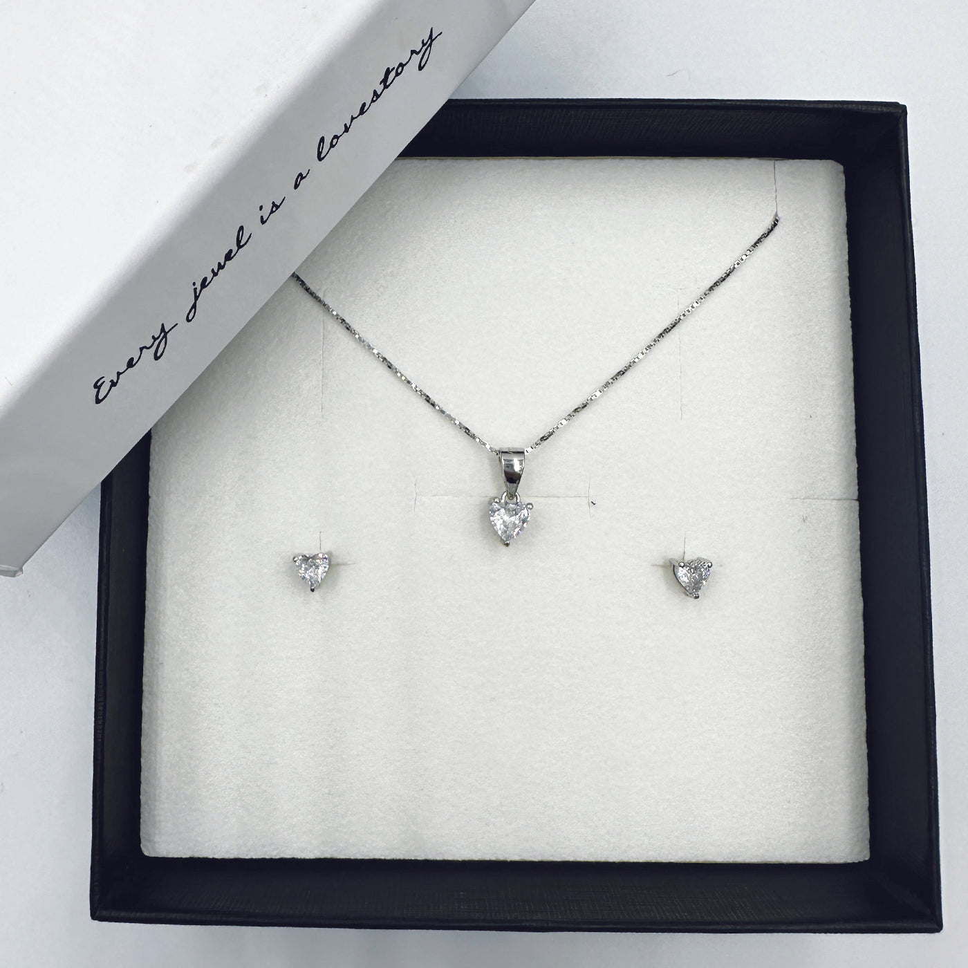 Parure Cuori Zircone Bianco - Argento 925