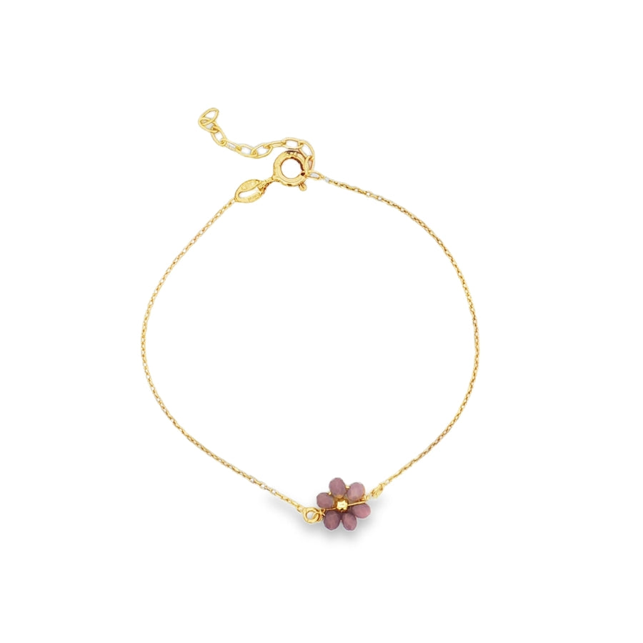 Bracciale Con Fiore in pietre - Bracciale Donna Oro Placcato 18K