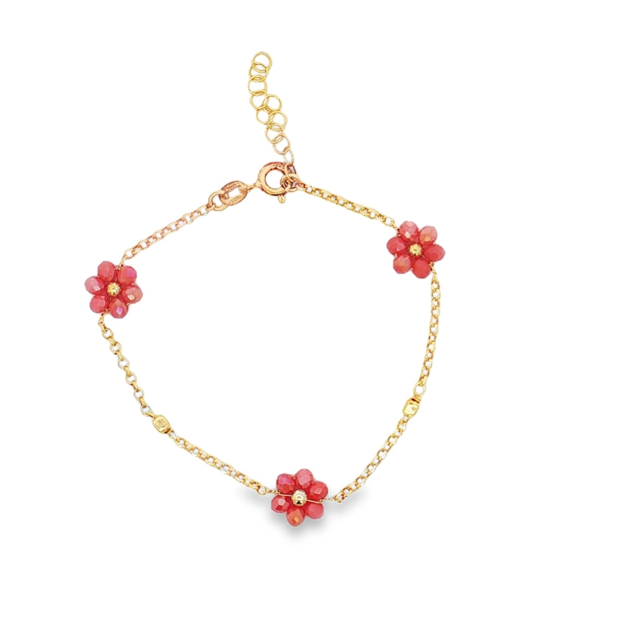 Bracciale Con Fiori in pietre - Bracciale Donna Oro Placcato 18K