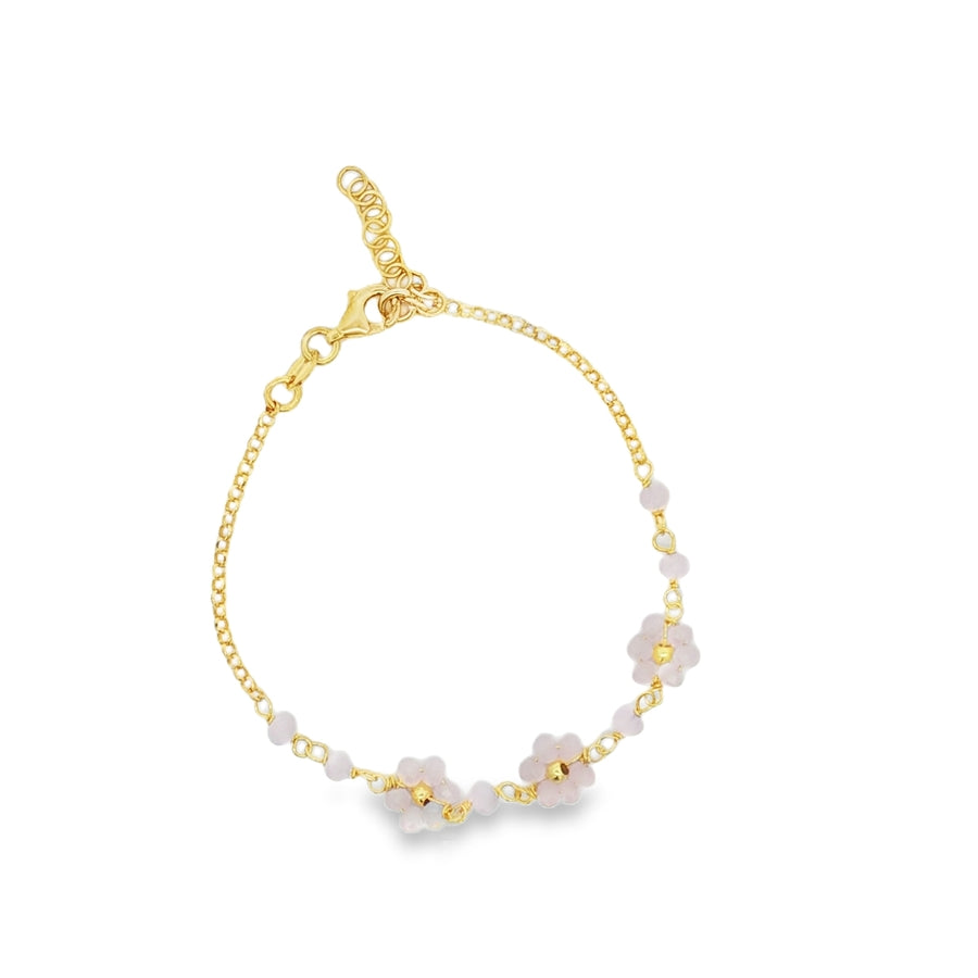 Bracciale Con Fiori in pietre - Bracciale Donna Oro Placcato 18K