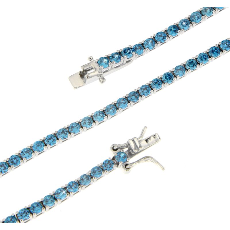 Braccialetto Tennis 2,5 mm Nancy - Bracciale Donna Argento e Zirconi azzurri