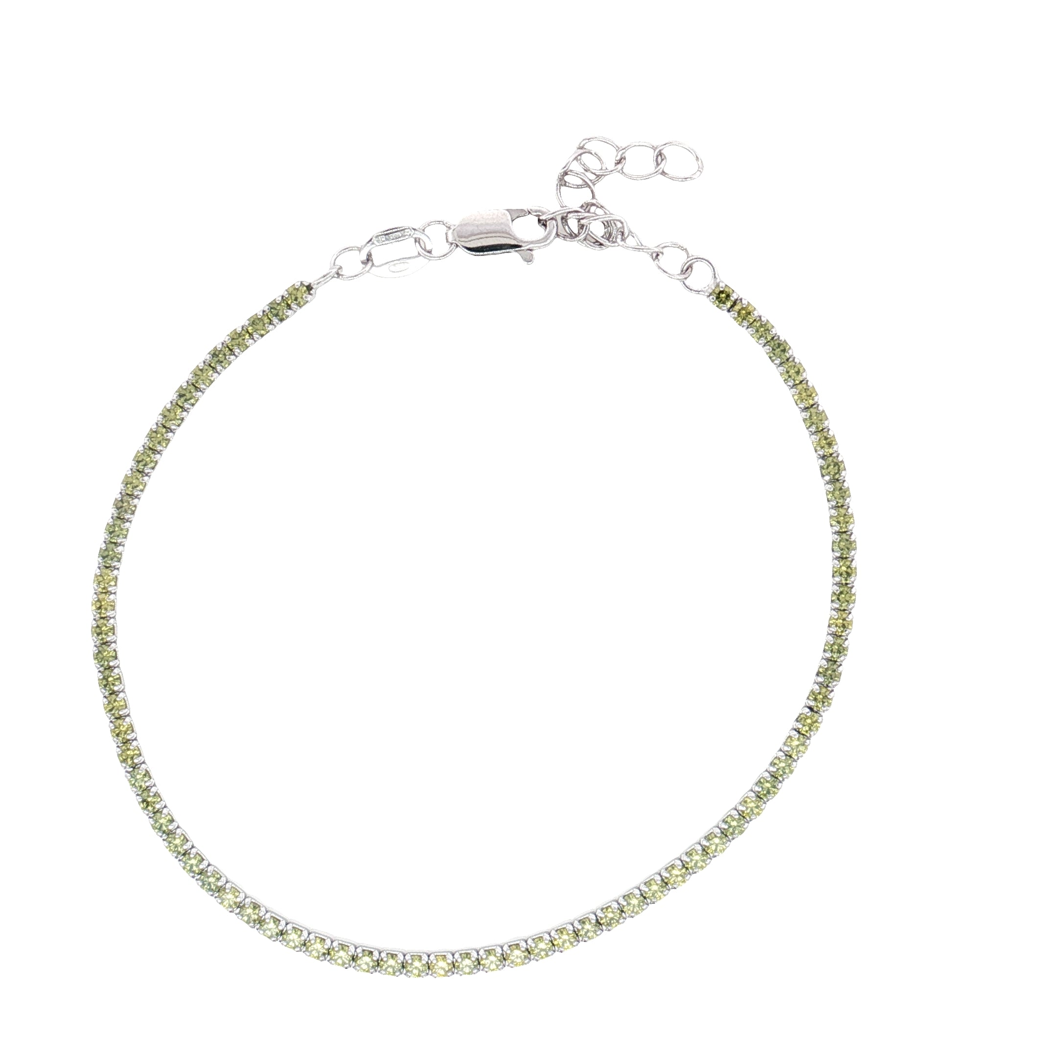 Braccialetto Tennis Elide Oliva - Bracciale Donna Argento 925