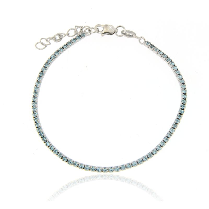Braccialetto Tennis Elide Acqua- Bracciale Donna Argento 925