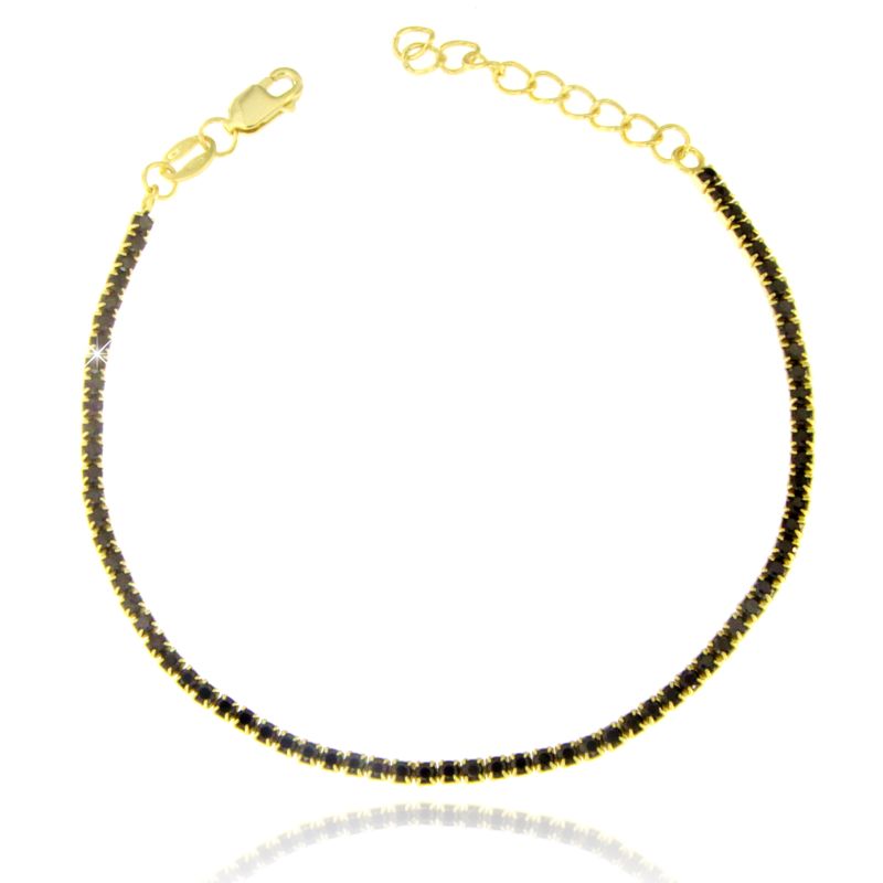 Braccialetto Tennis Zirconi Neri Elide - Bracciale Donna Argento 925