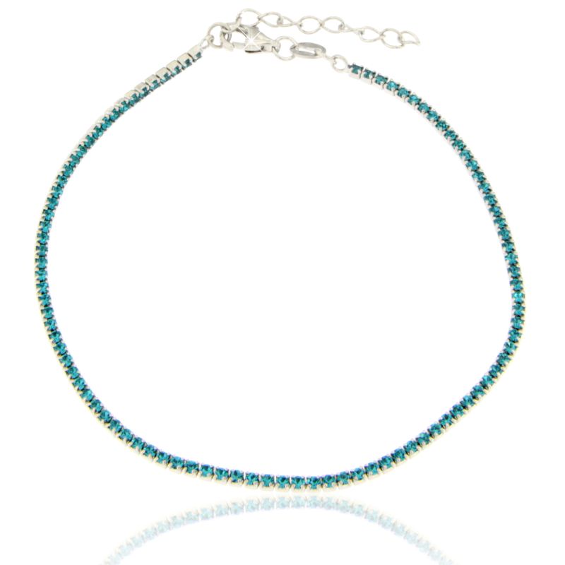 Braccialetto Tennis Elide Verdeacqua- Bracciale Donna Argento 925