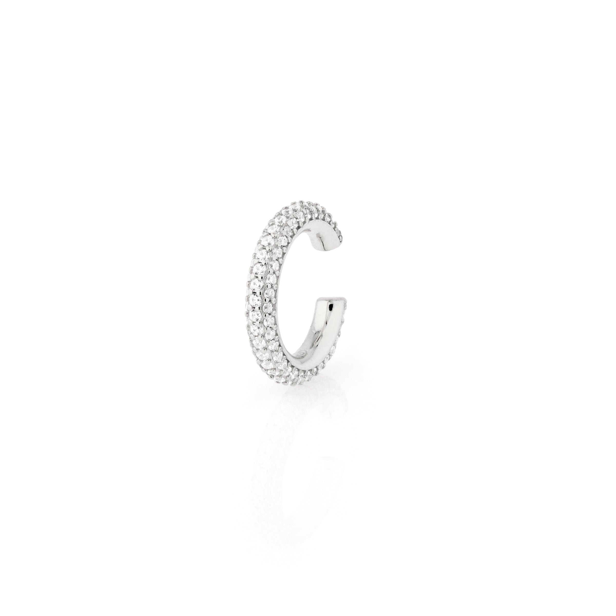 Ear Cuff Zirconi Bianchi Nora - Mono Orecchino Donna Argento 925