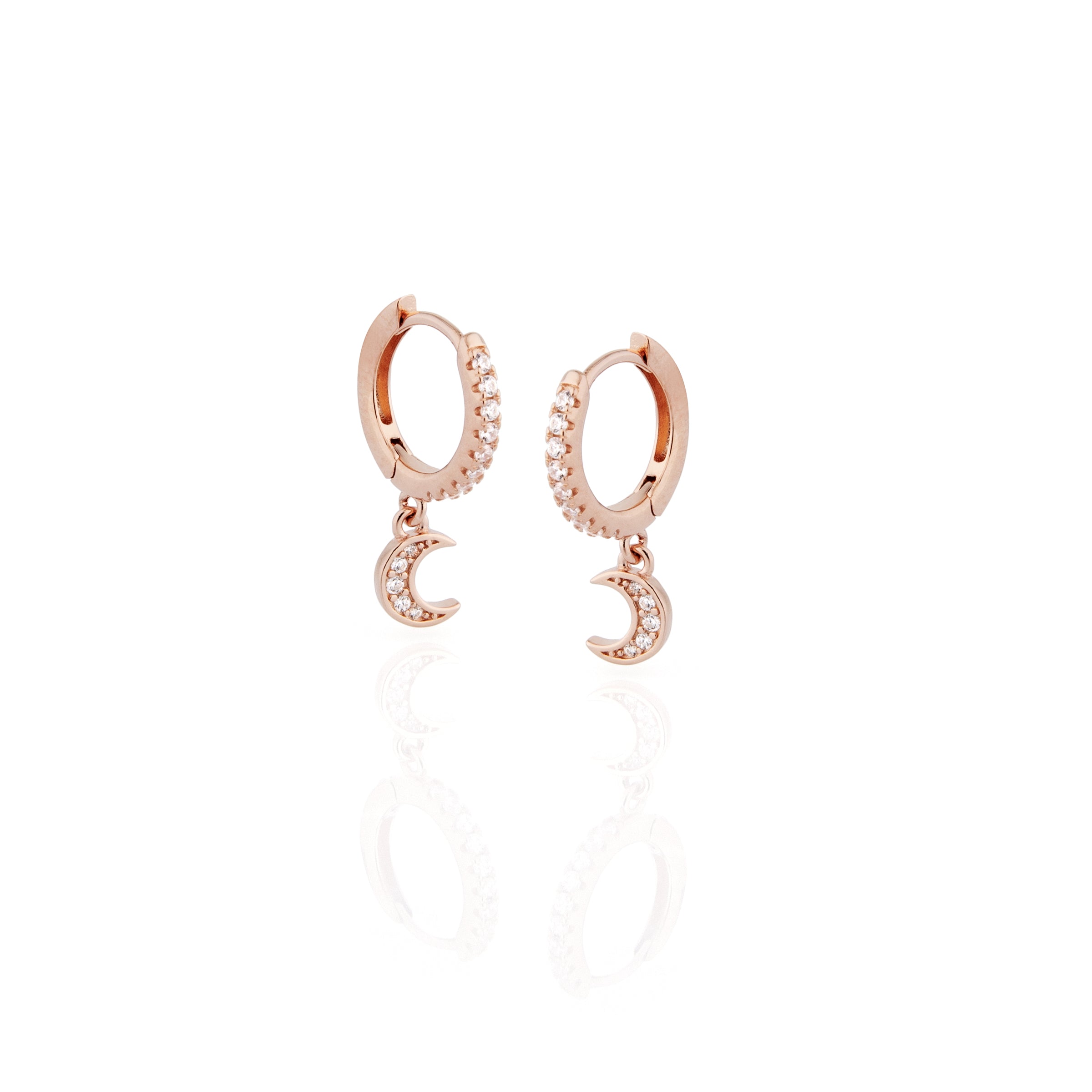 Orecchini Luna Selma - Orecchini Donna Oro Rosa Placcato 18K e Zirconi