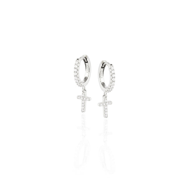 Bellitia Jewelry Orecchini Ipoallergenici a Croce in Argento Sterling