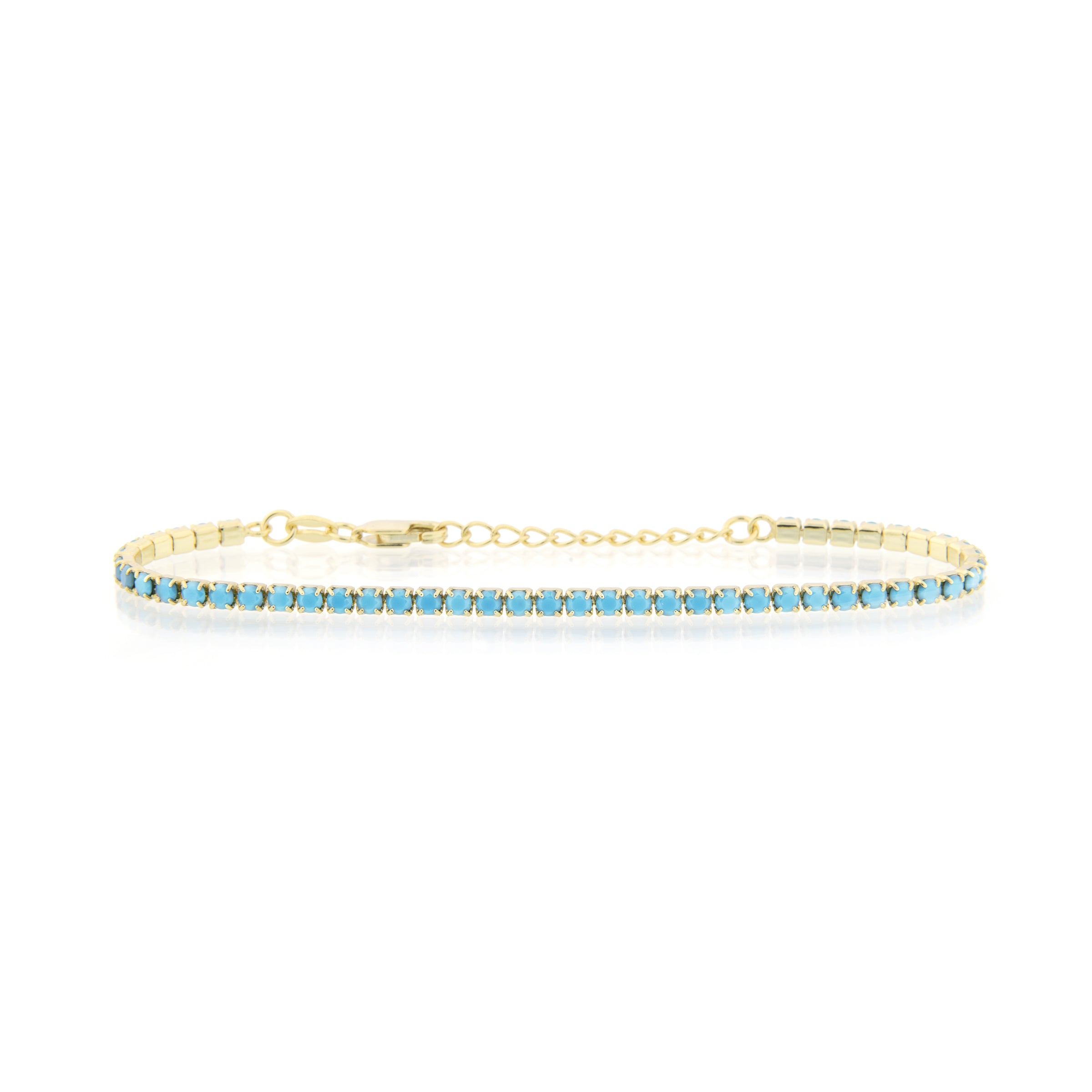 Braccialetto Tennis Elide - Bracciale Donna Placcato Oro E Zirconi Turchesi