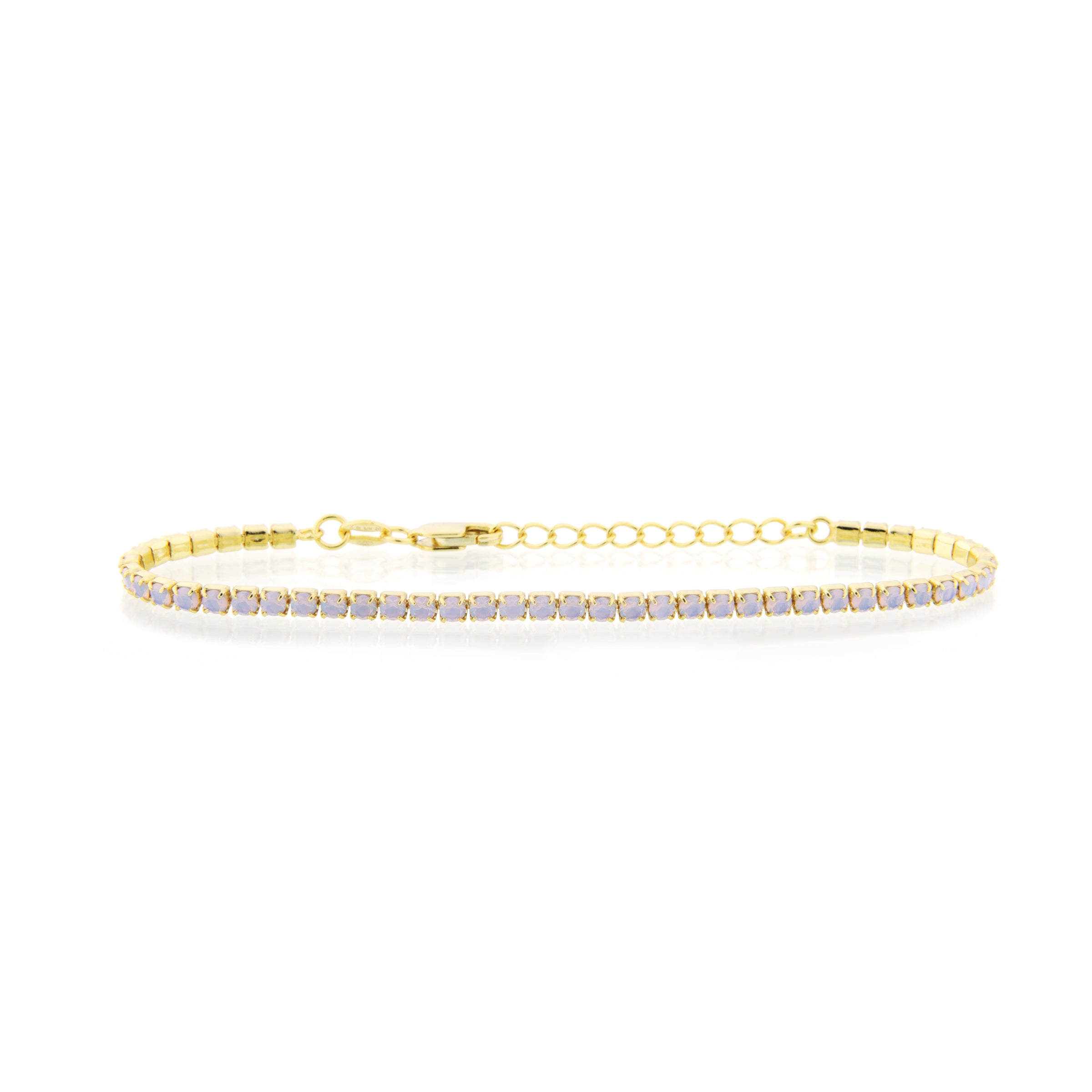 Braccialetto Tennis Pietra Rosa Opale Gaia - Bracciale Donna Placcato Oro